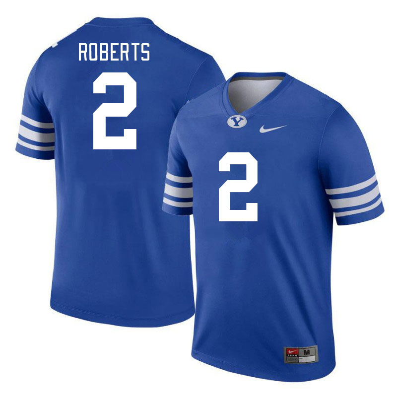 Men #2 Chase Roberts BYU Cougars College Football Jerseys Stitched-Royal